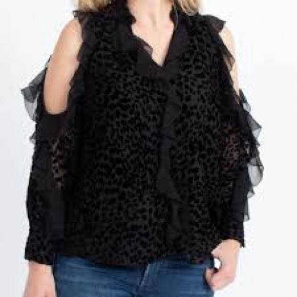 Parker Xs Cheetah Print Cold Shoulder Top